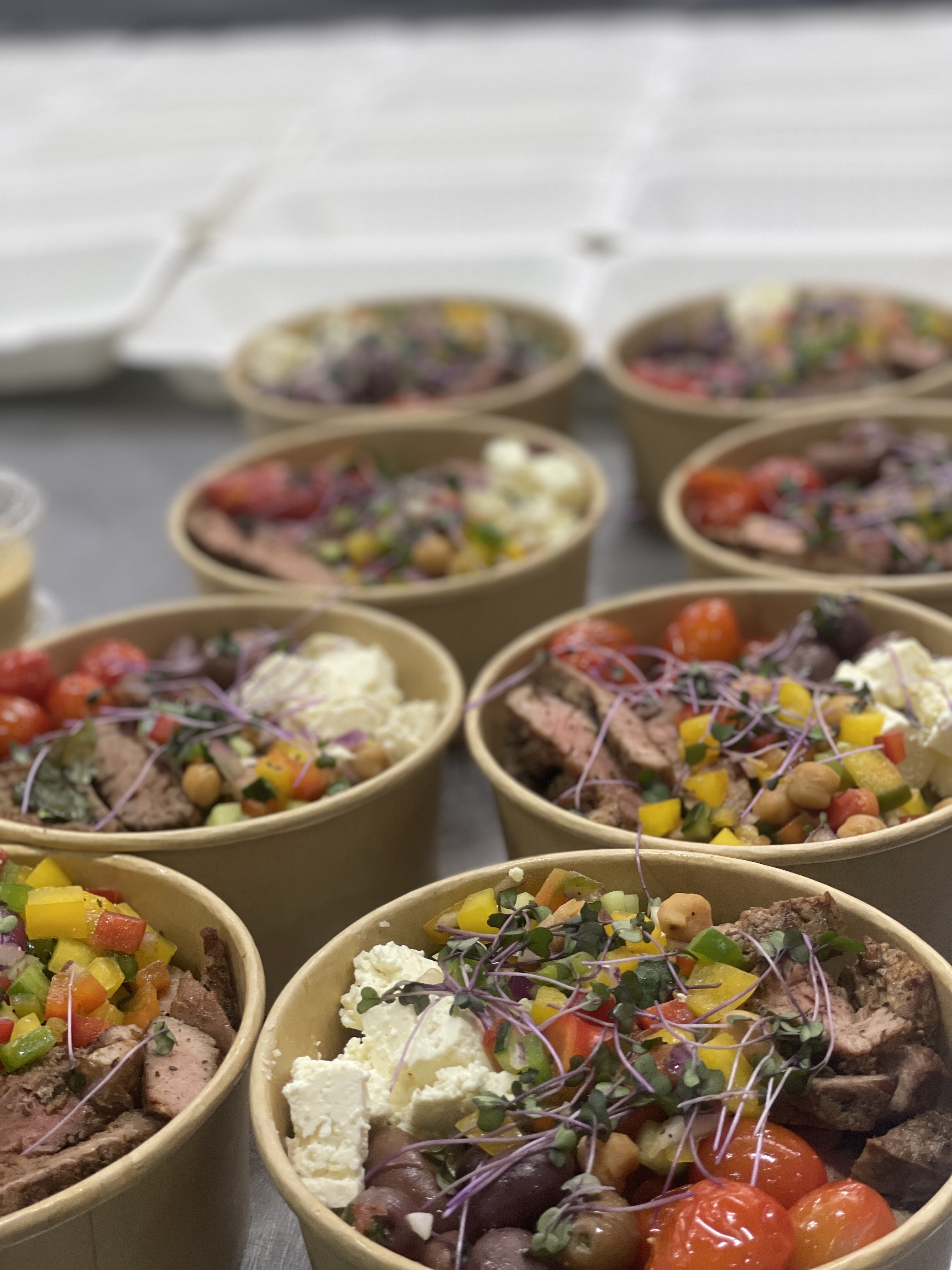 Corporate catering buffet setup with elegant presentation