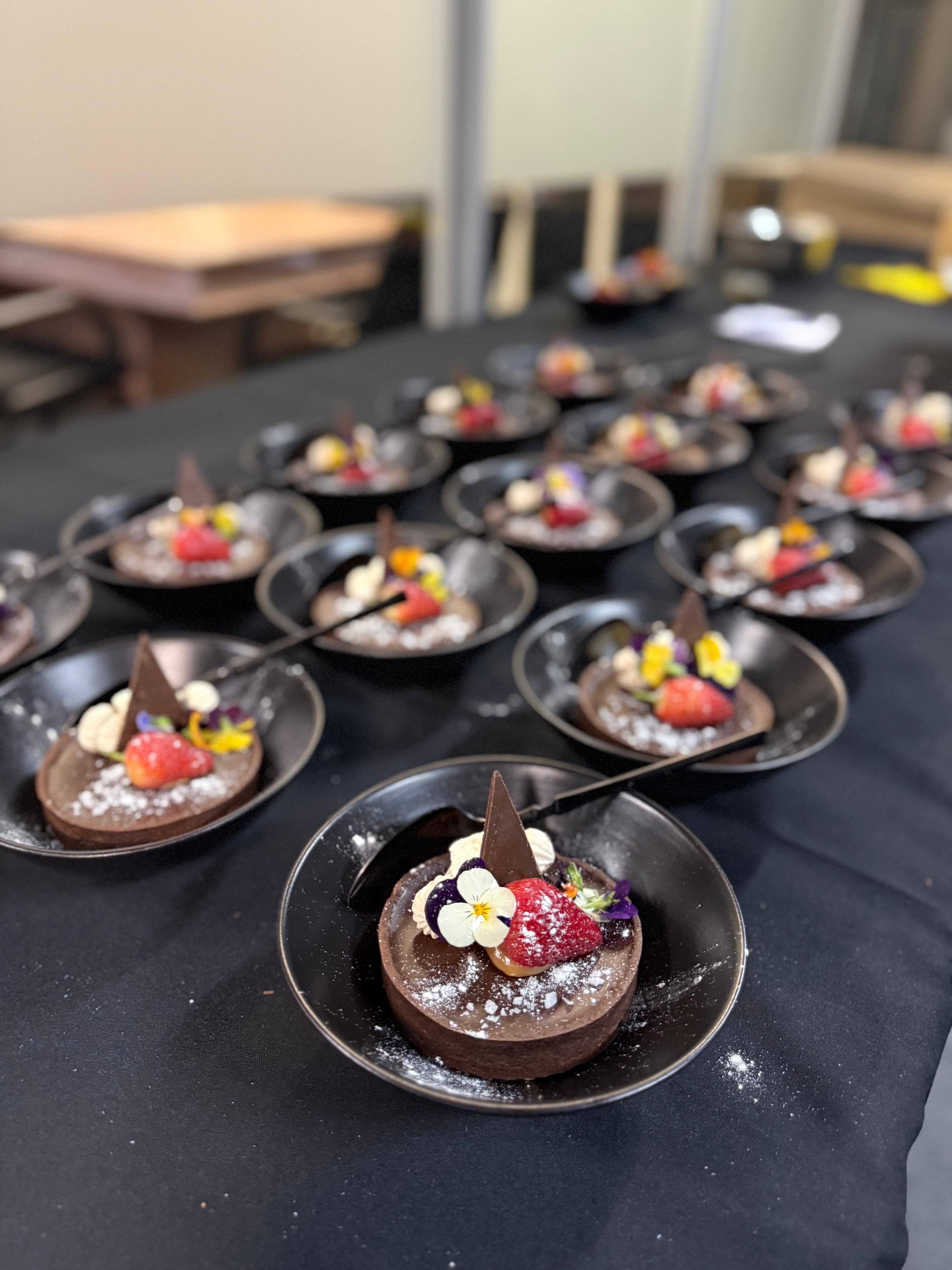 Professional chef plating food